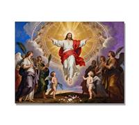 NHLDZYH Ascensión de Jesús Cuadro Lienzo, Arte Religioso para Pared con Ángeles y Nubes, Decoración Religiosa para Sala o Dormitorio, Regalo Espiritual para Creyentes. A31. 30x40cm. Solo Lienzo