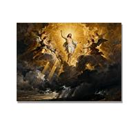 NHLDZYH Ascensión de Jesús Cuadro Lienzo, Arte Religioso para Pared con Ángeles y Nubes, Decoración Religiosa para Sala o Dormitorio, Regalo Espiritual para Creyentes. A18. 60x80cm. Solo Lienzo