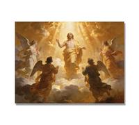 NHLDZYH Ascensión de Jesús Cuadro Lienzo, Arte Religioso para Pared con Ángeles y Nubes, Decoración Religiosa para Sala o Dormitorio, Regalo Espiritual para Creyentes. A48. 30x40cm. Solo Lienzo