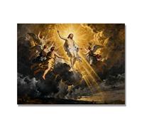 NHLDZYH Ascensión de Jesús Cuadro Lienzo, Arte Religioso para Pared con Ángeles y Nubes, Decoración Religiosa para Sala o Dormitorio, Regalo Espiritual para Creyentes. A28. 30x40cm. Solo Lienzo