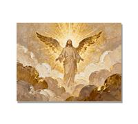 NHLDZYH Ascensión de Jesús Cuadro Lienzo, Arte Religioso para Pared con Ángeles y Nubes, Decoración Religiosa para Sala o Dormitorio, Regalo Espiritual para Creyentes. A21. 70x90cm. Solo Lienzo