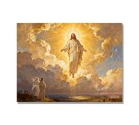 NHLDZYH Ascensión de Jesús Cuadro Lienzo, Arte Religioso para Pared con Ángeles y Nubes, Decoración Religiosa para Sala o Dormitorio, Regalo Espiritual para Creyentes. A19. 50x65cm. Solo Lienzo