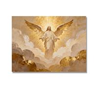 NHLDZYH Ascensión de Jesús Cuadro Lienzo, Arte Religioso para Pared con Ángeles y Nubes, Decoración Religiosa para Sala o Dormitorio, Regalo Espiritual para Creyentes. A14. 50x65cm. Solo Lienzo