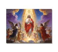 NHLDZYH Ascensión de Jesús Cuadro Lienzo, Arte Religioso para Pared con Ángeles y Nubes, Decoración Religiosa para Sala o Dormitorio, Regalo Espiritual para Creyentes. A56. 30x40cm. Solo Lienzo