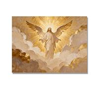 NHLDZYH Ascensión de Jesús Cuadro Lienzo, Arte Religioso para Pared con Ángeles y Nubes, Decoración Religiosa para Sala o Dormitorio, Regalo Espiritual para Creyentes. A27. 50x65cm. Solo Lienzo