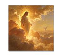 NHLDZYH Ascensión de Jesús Cuadro Lienzo, Arte Religioso para Pared con Ángeles y Nubes, Decoración Religiosa para Sala o Dormitorio, Regalo Espiritual para Creyentes. A05. 30x30cm. Solo Lienzo