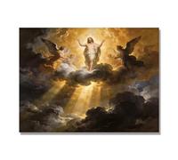 NHLDZYH Ascensión de Jesús Cuadro Lienzo, Arte Religioso para Pared con Ángeles y Nubes, Decoración Religiosa para Sala o Dormitorio, Regalo Espiritual para Creyentes. A45. 50x65cm. Solo Lienzo