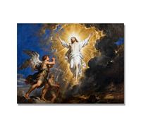 NHLDZYH Ascensión de Jesús Cuadro Lienzo, Arte Religioso para Pared con Ángeles y Nubes, Decoración Religiosa para Sala o Dormitorio, Regalo Espiritual para Creyentes. A17. 40x50cm. Solo Lienzo