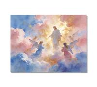 NHLDZYH Ascensión de Jesús Cuadro Lienzo, Arte Religioso para Pared con Ángeles y Nubes, Decoración Religiosa para Sala o Dormitorio, Regalo Espiritual para Creyentes. A34. 70x90cm. Solo Lienzo