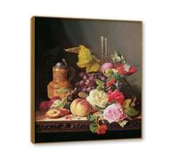 NHLDZYH Marco de Teca. Arte de Pared Vintage - Naturaleza Muerta con Frutas - Cuadro de Lienzo de Estilo Clásico - Pintura de Naturaleza Muerta con Marco Decorativo. D11. 40x48cm.