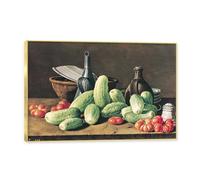 NHLDZYH Marco Dorado. Arte de Pared Vintage - Naturaleza Muerta con Frutas - Cuadro de Lienzo de Estilo Clásico - Pintura de Naturaleza Muerta con Marco Decorativo. C21. 40x60cm.