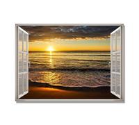 NHLDZYH Poster Ventana Falsa - Cuadro con Perspectiva de Paisaje - Decoración para Paredes Interiores sin Luz Natural - Para Baño, Pasillo o Oficina. A54. 80x112cm. Solo Lienzo