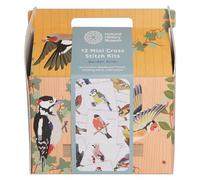 NHM Kit de punto de cruz de museo de historia natural, 12 mini diseños de punto de cruz, diseños de pájaros, kits de bordado y punto de cruz para adultos, principiantes, idea de regalo, con patrones