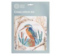 NHM Kit de punto de cruz de museo de historia natural, diseño de martín pescador, kits de bordado de 14 cm para adultos, kits de punto de cruz para adultos principiantes, idea de regalo, con patrones