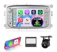 NHOPEEW 4+64G Android autorradio para Focus II para S-MAX para Mondeo 9 para Galaxy II para C-MAX para Kuga con Carplay&Android Auto - 7 Pulgadas Radio Soporte WiFi GPS SWC + cámara de visión Trasera