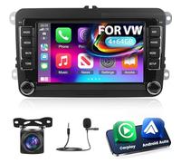 NHOPEEW 7 Pulgadas 4 + 64G Android Radio de Coche para VW Passat b6 b7 Golf 5 6 Jetta T5 EOS Polo Touran Seat Sharan - Soporte Wireless Carplay & Android Auto WiFi GPS FM RDS + Cámara Trasera
