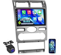 NHOPEEW Android Autoradio para Ford Mondeo 2004-2007 con Wireless Carplay y Android Auto - WiFi GPS Mirror Link Pantalla Dividida Control del Volante FM RDS + Cámara de Marcha atrás