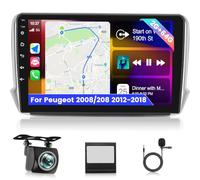 NHOPEEW Estéreo de Coche 4+64G para Peugeot 2008/208 2012-2018 - Estéreo Android de 10.1 Pulgadas con Carplay inalámbrico y Android Auto - Pantalla Dividida 32EQ AI DSP+ Cámara de visión Trasera