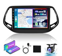 NHOPEEW Estéreo de Coche para Jeep Compass 2017-2021 con Carplay y Android Auto - 10.1 Soporte de Radio con Pantalla táctil WiFi GPS Mirror Link EQ Pantalla Dividida + cámara retrovisora