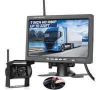 NHOPEEW Kit de cámara de Marcha atrás inalámbrica - Pantalla HD de 7 Pulgadas con cámara de Marcha atrás inalámbrica 1080P - Visión Nocturna Impermeable IP68 para Camiones, remolques, autobuses