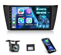 NHOPEEW Qualcomm 8 Core 4+64G Radio de Coche para BMW Serie 3 E90 E91 E92 E93 2005-2013 - 9 Pulgadas Radio Soporte Carplay&Android Auto 6G WiFi&GPS DSP Pantalla Ventilador + Cámara de Seguridad