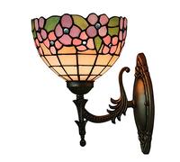NHPJFDC Aplique de Pared Tiffany, Estilo rústico Victoriano con diseño de Rosas/tulipán de Colores, Varios Modelos, lámpara de Pared Tiffany de vidrieras para baño y Pasillo, E27