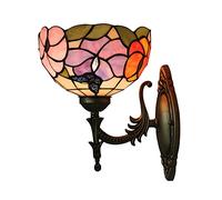 NHPJFDC Aplique de Pared Tiffany, Estilo Victoriano rústico, con diseño de Rosas/tulipán de Colores, Varios Modelos, lámpara de Pared Tiffany de vidrieras para Dormitorio, baño y Pasillo, E27