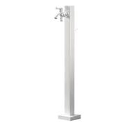 NHPJFDC Columna de Agua para jardín de Acero Inoxidable 304 - Diseño Cuadrado Vertical, Doble Grifo, función anticongelante para un riego y Lavado eficientes (Blanco, 95 cm/37 Pulgadas)
