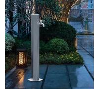 NHPJFDC Columna de Agua Vertical para jardín de Acero Inoxidable 304, Grifo Exterior Resistente al Invierno, diseño Hexagonal Duradero, Montaje en Suelo con Pistola rociadora (34 x 8 Pulgadas)