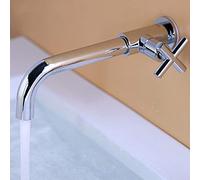 NHPJFDC Grifo Grifos Negros Defensa Salpicadura Empotrado Alargado Fregona Piscina Grifo de Agua Grifo Individual Frío Baño Fuera de la Pared Hogar Cobre Fregona Piscina Cromo (Cromo)