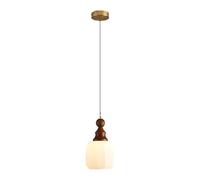 NHPJFDC Lámpara Colgante para Comedor, lámpara Colgante de una luz Estilo rústico para Cocina sobre Isla, lámparas Colgantes rústicas de Madera Maciza con Pantalla de Vidrio Blanco.