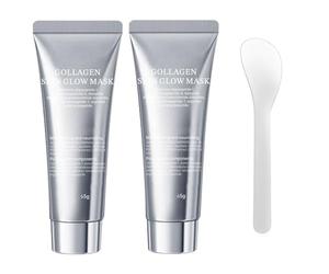 NHPY 2 Piezas Mascarilla De ColáGeno Para La Cara Durante La Noche con 1 Espátula, Bio Collagen Real Deep Mask Collagen Mask Face Overnight, Mascarilla Despegable De ColáGeno