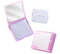 NHPY 200 Hojas Papel Secante Facial, Papel Secante de Aceite con Tubo de Espejo y borla para empolvarse, Papel de Control de Aceite para Pieles Grasas,papel secante de aceite facial（Lavanda）