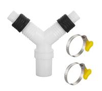 NHPY Doble Conexión Para Desague Lavadora y Lavavajillas con Entrada Ø 20-31 mm y Salida Ø 36 mm con Juego 2 Pzs de Abrazaderas Ø 20-31 mm Conector Doble en Y para Manguera