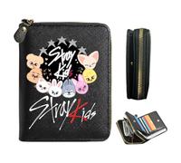 NHPY Monedero unisex negro Stay,Monedero SKZ de cuero PU con Cremallera,k pop regalos,kpop merchandise,monedero Kpop,merchandising SKZ