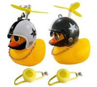 NHQZ 2 Piezas Patos de goma, timbre bicicletas infantil, Accesorios de Coche de Pato de Goma, Pato con Casco de Hélice, Se Utiliza para Autopartes, Accesorios bicicleta(blanco + negro)