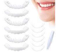 NHQZ 3 pieza Dientes Postizos Temporales, Carillas dentales ajustables, Tirantes perforados, Fáciles de usar, Para rellenar los espacios entre los dientes faltantes