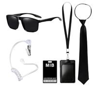 NHQZ 6 piezas de accesorios para disfraz del Servicio Secreto, conjunto de disfraz del Servicio Secreto, accesorios para disfraz de espía con gafas para niños y adultos, juego de rol.