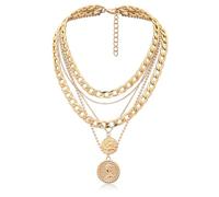 NHQZ Collar Punk Chunky con capas de cadena exageradas, collar cubano de 5 capas de oro, collar de clavícula ajustable de 34/36/40/42/48 cm para mujeres y niñas