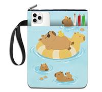 NHQZ Funda Libros Lectura capibara,Fundas para Libros con Cremallera Y Bolsillo Adicional,kawaii Protector de Libros Fundas,Funda de Tela Lavable,para Regalos para Amantes de Los Libros(B)