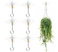 NHQZ Ganchos adhesivos, soporte para plantas, gancho de techo para colgar plantas, autoadhesivo, no requiere perforación, adhesivo fuerte, adecuado para colgar plantas, 6 piezas