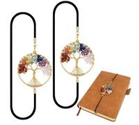 NHQZ Marcapáginas elástico,Porta Páginas Libro Inusual,2 piezas Marcapáginas de cristal de chakra de piedra curativa para los amantes de los libros Marcapáginas de cristal de la suerte(NHQ)