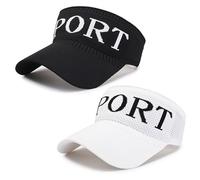 NHTJTHE 2pcs Visor Cap Sommerkappe Cap con Sonnenviser para Tenis, Parasol Schirmcap para Outdoor Golf Baseball Tennis, Negro, M