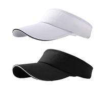 NHTJTHE 2pcs Visor Cap, Transpirable y Absorbe el Sudor Gorra de Verano Gorra con Visera Solar, Unisex Ajustable, Outdoor Visor Cap, para Golf, Ciclismo, Pesca, Tenis, Correr (1 Negro + 1 Blanco),