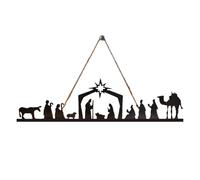 Nhujevkom Portavelas De Hierro con Motivo De Belén | Nacimiento Navideño Portavelas Silueta con Soporte para Velas - Silueta Religiosa Cristiana para Candeleros Centro de Mesa Repisa Chimenea Pared