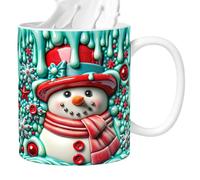 Nhujevkom Tazas Navideñas | Tazas de Cerámica para Café Invernal - Vajilla con Diseño 3D de Muñeco de Nieve con Asa para Té Chocolate Bebidas Mujeres Niñas Fiestas Cumpleaños
