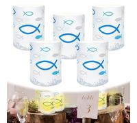 NHYDZSZ 16 portavelas decorativas para mesa de peces, decoración de mesa para niños y niñas, comunión, decoración de mesa, confirmación, para velas de té o velas LED