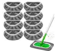 NHYDZSZ 8 Piezas Fregona Microfibra Recambio Mopa para Swiffer, Mopa para Limpiar Azulejos y Paredes, Recambios de Mopa Lavables y Reutilizables, Mopas Reutilizables para Uso en Húmedo y Seco (Gris)