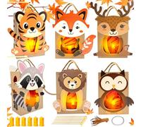 NHYDZSZ Juego de 6 farolillos para niños, juego de manualidades para niños, diseño de San Martín, farolillos de papel animales con varillas de farolillo, niños y niñas, San Martín, juego creativo de