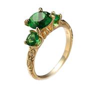 NHYHEHMR 18K Rings for Women, Engagement Rings for Her Retro Flower Pattern Round Shape Cubic Zirconia Engagement Ring